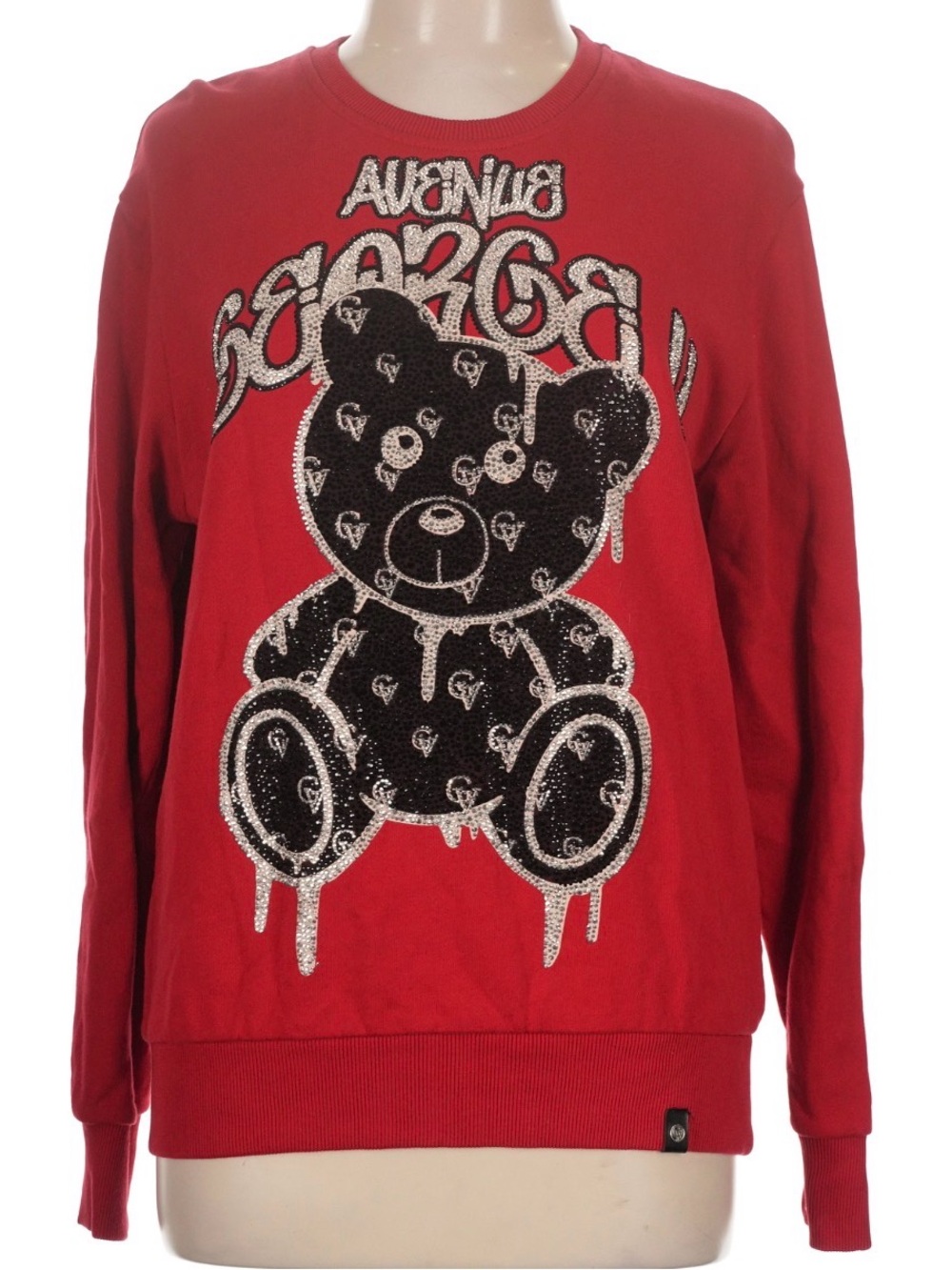 Avenue George V Red Sweatshirt With Rhinestones